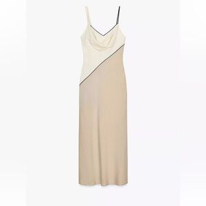 Zara Cream and Tan Midi Dress